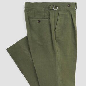 Dark Green Moleskin - High Rise Trousers - Spier & Mackay